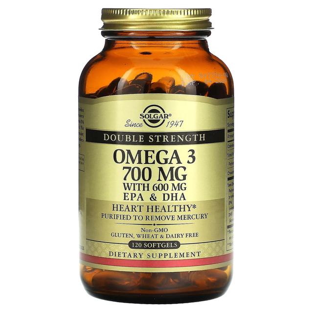 Solgar, omega-3, EPA & DHA, kaksinkertainen vahvuus, 700 mg, 120 pehmeää geeliä on Productcaster.