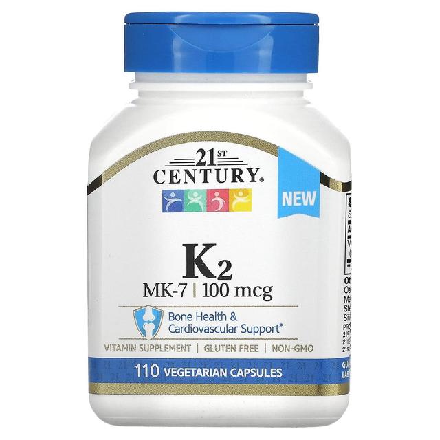 21st Century, K2, MK-7, 100 mcg, 110 Vegetarian Capsules on Productcaster.