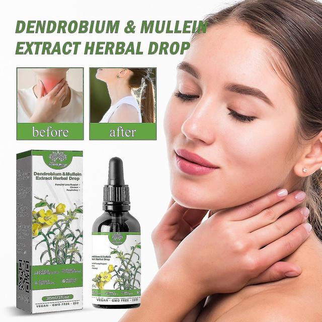 Powerful Lung Cleanse And Respiratory Herbal Drops - Dendrobium And Mullein Extract Serum 30ml Y on Productcaster.