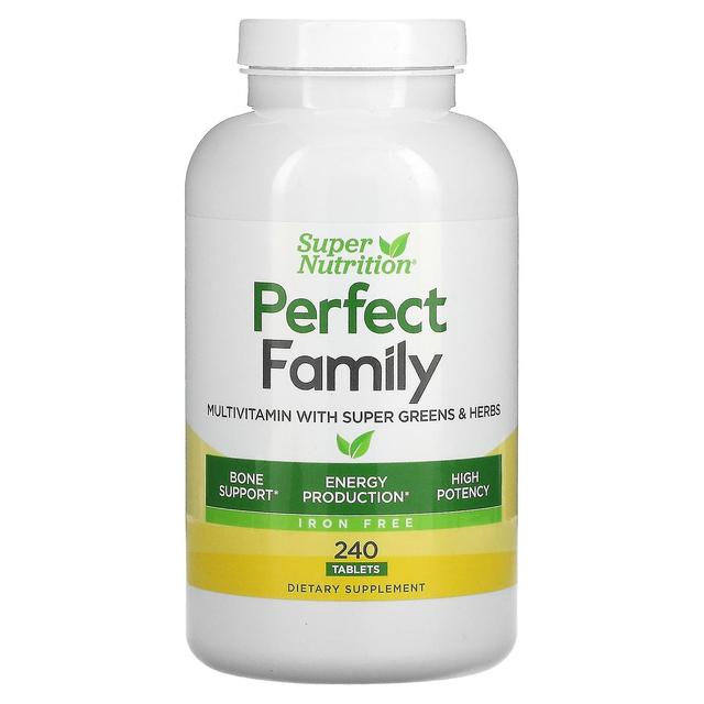 Super Nutrition Super ernæring, perfekt familie, multivitamin med Super Greens & urter, strygejernfri, 240 tabletter on Productcaster.