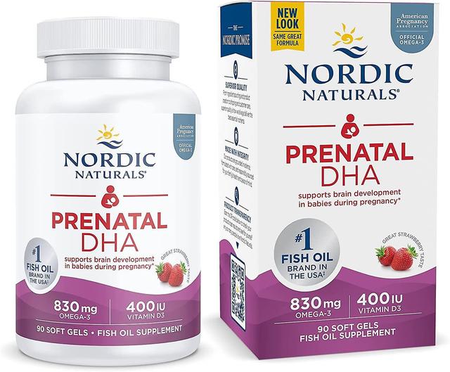 Nordic Naturals Prenatal DHA Omega-3 830mg with Vitamin D3 90 Softgels (Strawberry) on Productcaster.