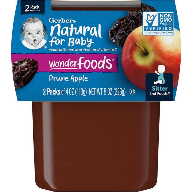 Gerber, Natural For Baby, Wonder Foods, 2nd Foods, Prune Apple, 2 Pack, 4 oz (113 g) ciascuno on Productcaster.