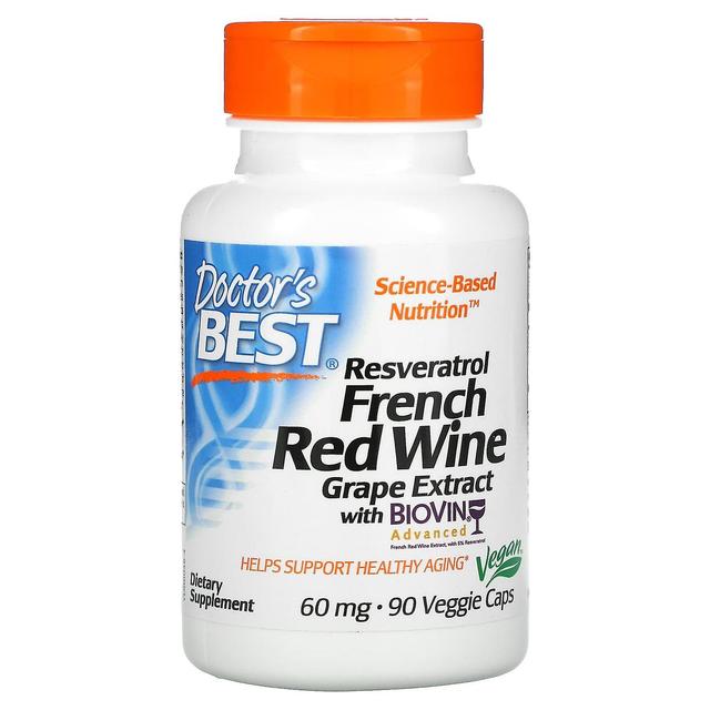 Doctor's Best, Resveratrol French Red Wine Grape Extract, 60 mg, 90 Veggie Caps on Productcaster.