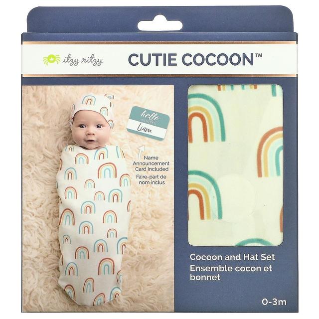 itzy ritzy, Cutie Cocoon, Cocoon And Hat Set, 0-3 månader, Över regnbågen, 2 pack on Productcaster.