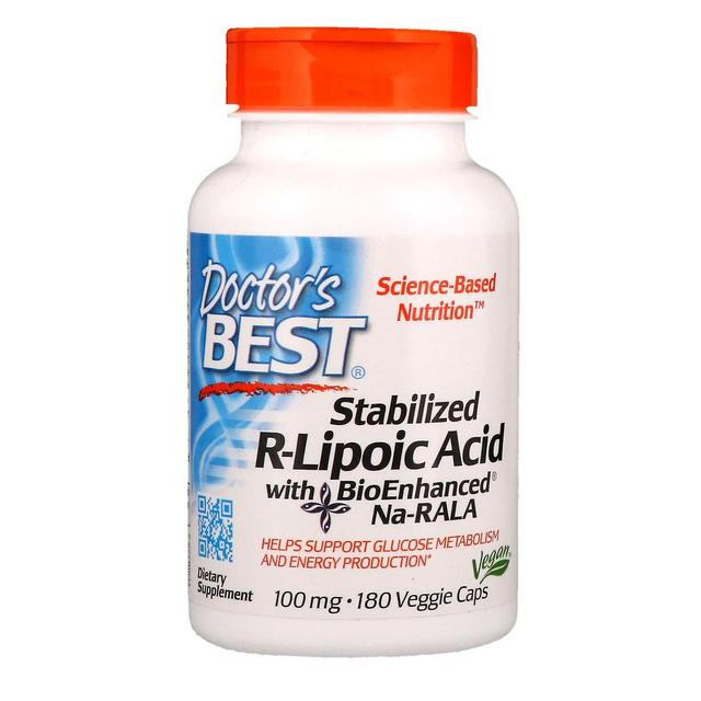 Doctor's Best, Ácido R-Lipóico Estabilizado com BioEnhanced Na-RALA, 100 mgs, 180 Ve on Productcaster.