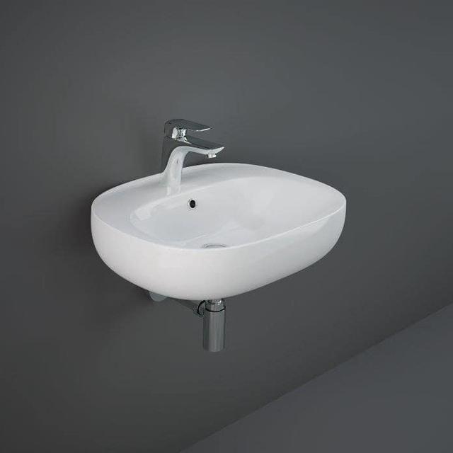 Lavabo Sospeso Moderno - Bianco Lucido - 560mm x 440mm (1 foro) – Hudson Reed x RAK Illusion on Productcaster.