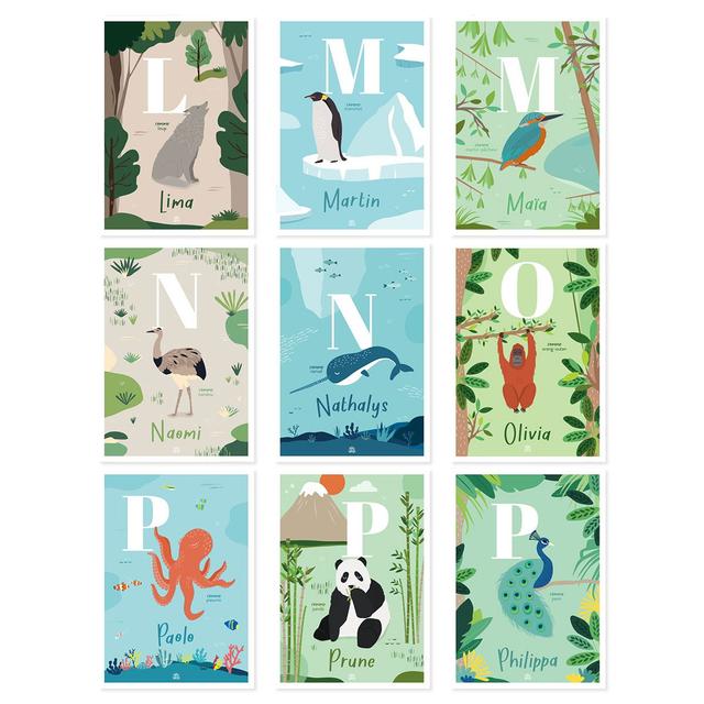 Affiche personnalisée initiale animaux - Fabriqué en France - Papier Curieux - Les Petits Raffineurs on Productcaster.