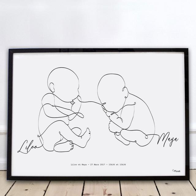 Affiche bébé personnalisée - Bois - Idée cadeau Noël - Minoe - Les Petits Raffineurs on Productcaster.