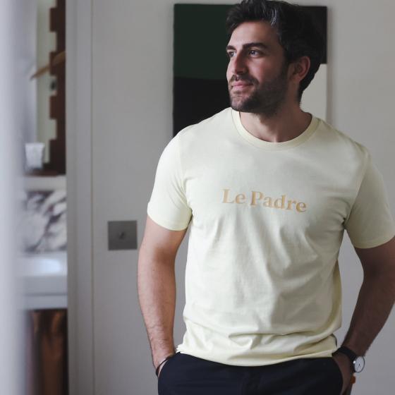 T-shirt Le Padre - Jaune pastel - XL - Coton Biologique - Idée cadeau naissance - Affaire De Famille - Les Petits Raffineurs on Productcaster.