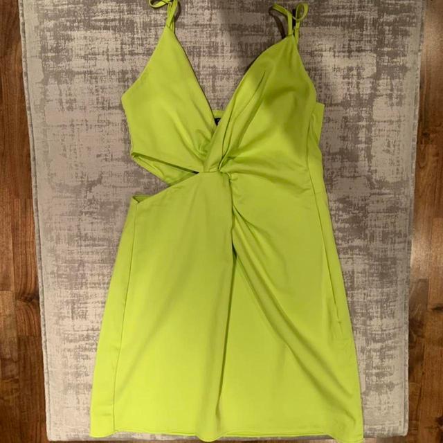 Zara Women's Mini Dress - Green/Yellow - XS on Productcaster.