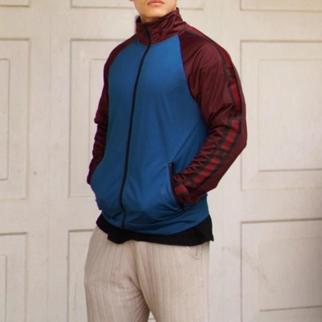 YOURTURN Men's Bomber Jacket - Blue/Red - S on Productcaster.