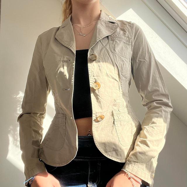 Vintage Women's Blazer Jacket - Cream - UK 8 on Productcaster.