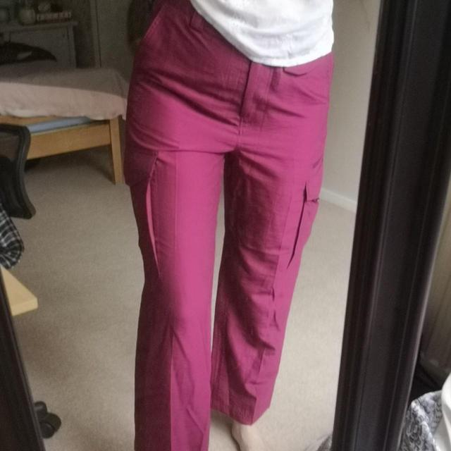 Ninety Percent Women's Trousers - Burgundy - UK 12 on Productcaster.