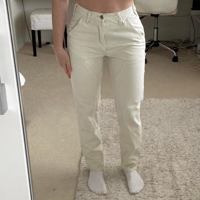 Brandy Melville Women's Low rise Trousers - Cream - UK 6 on Productcaster.