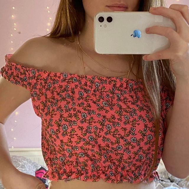 Topshop Women's Crop top - Pink/Yellow - 6 on Productcaster.