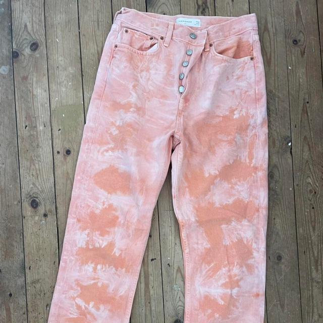 Topshop Women's Straight leg Acid-washed Jeans - Orange - UK 28 on Productcaster.