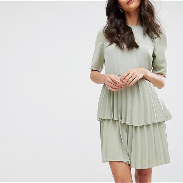 Y.A.S Women's Pleated Dress - Green - S on Productcaster.