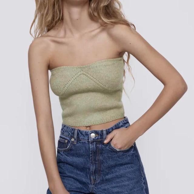 Zara Women's Crop top - Khaki - L on Productcaster.