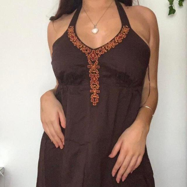 Vintage Women's Dress - Brown/Orange - M on Productcaster.