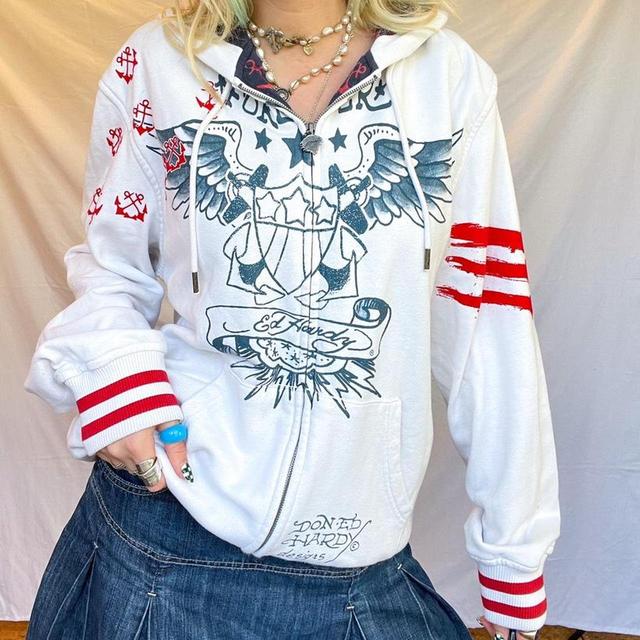 Ed Hardy Women's Hoodie - White - XXL on Productcaster.