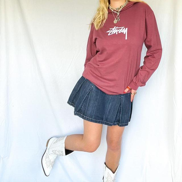 Stüssy Women's Hoodie - Burgundy - L on Productcaster.