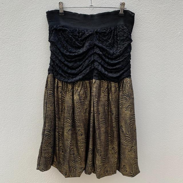 Vintage Women's Midi Skirt - Black/Gold - UK 10 on Productcaster.