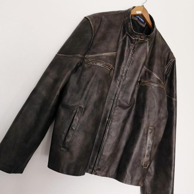 Vintage Men's Leather Jacket - Brown - XXL on Productcaster.