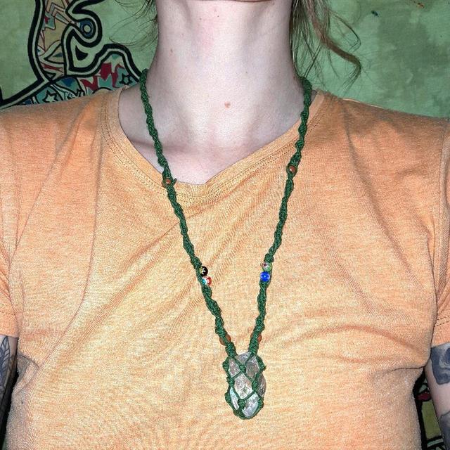 Handmade Women's Necklace - Green on Productcaster.