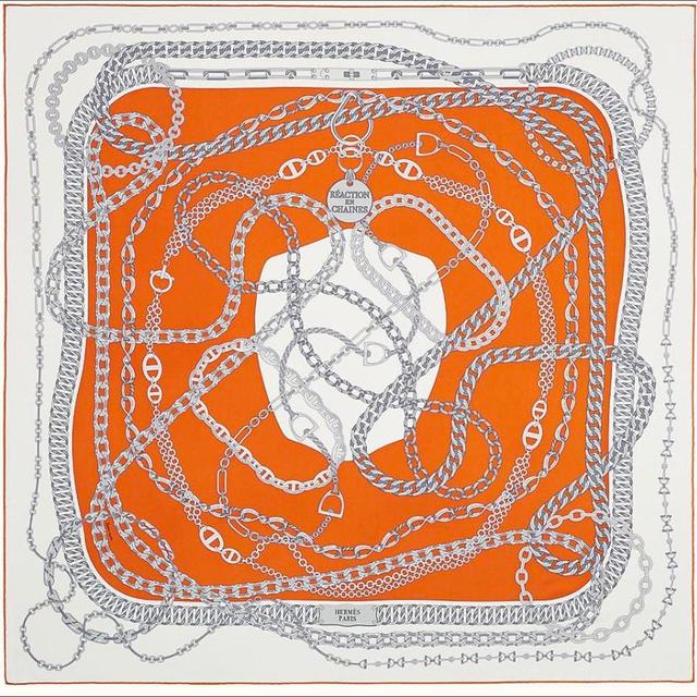 Hermes Women's Scarf - Orange/White on Productcaster.