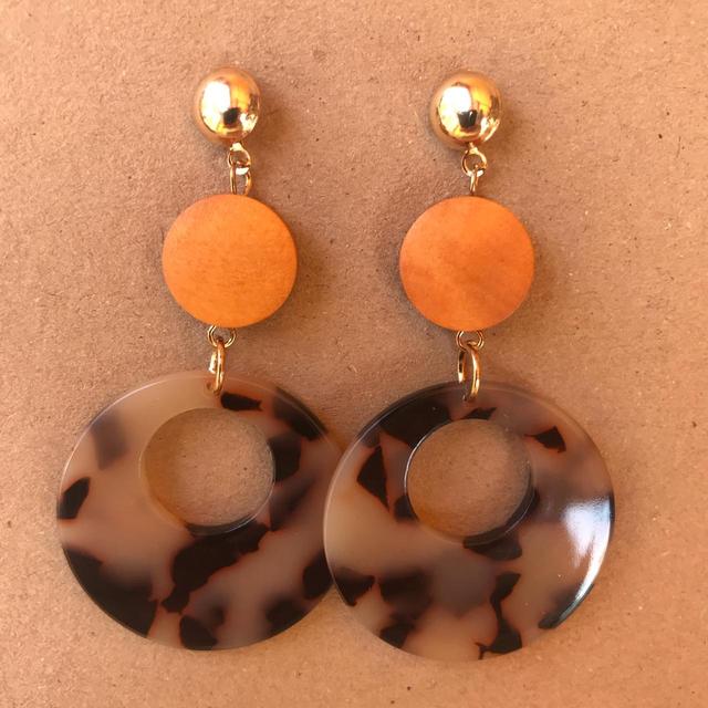 Handmade Women's Earrings - Brown/Tan on Productcaster.