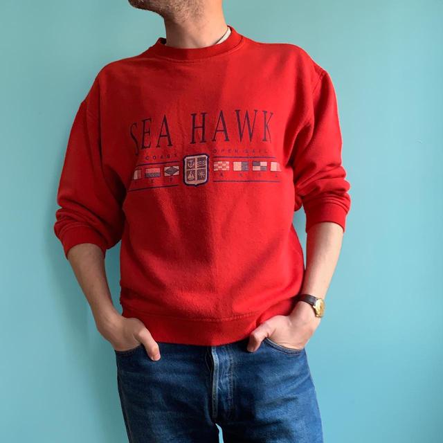 American Vintage Men's Sweatshirt - Red - M on Productcaster.