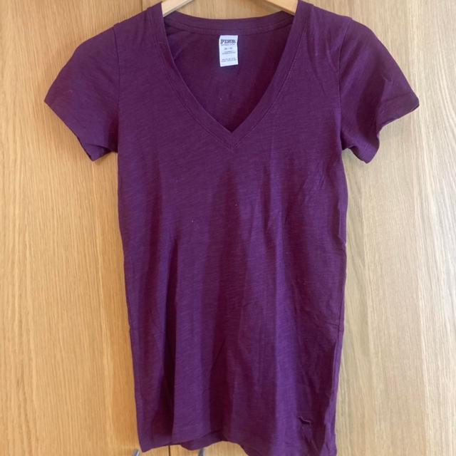 Victoria's Secret Women's T-shirt - Burgundy - XS on Productcaster.