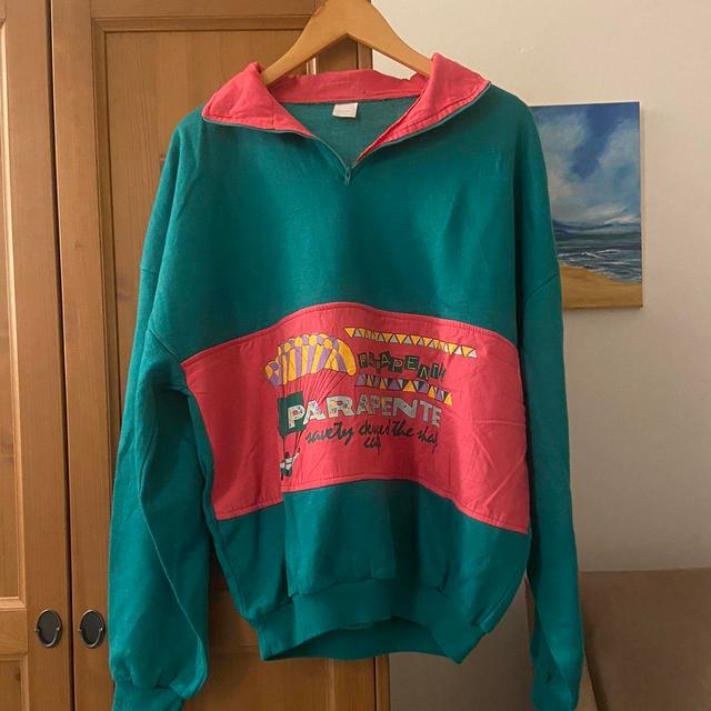 Men's Sweatshirt - Green/Pink - L on Productcaster.