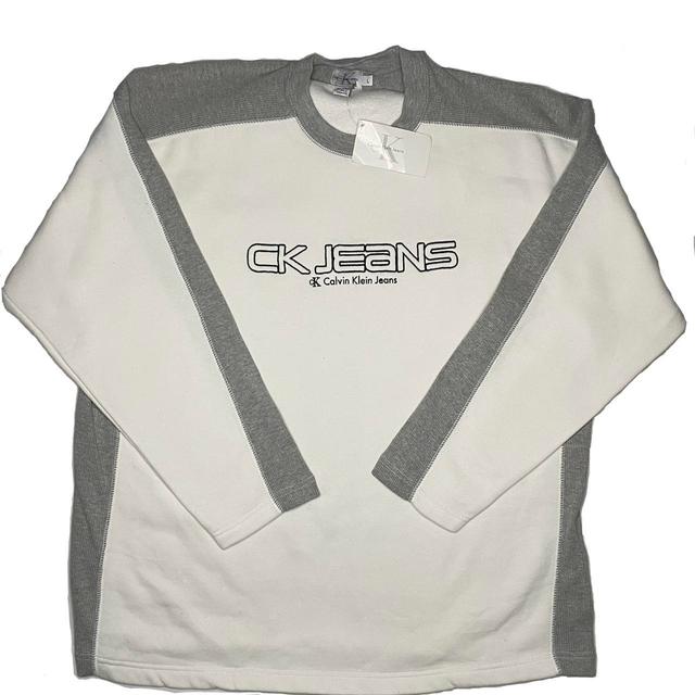 Calvin Klein Jeans Men's Sweatshirt - White/Grey - XL on Productcaster.