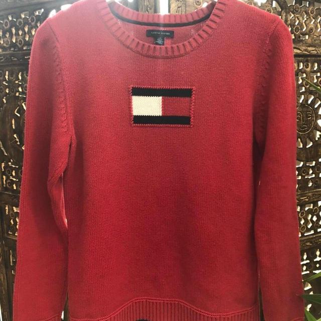 Tommy Hilfiger Women's Sweatshirt - Navy/Red - L on Productcaster.