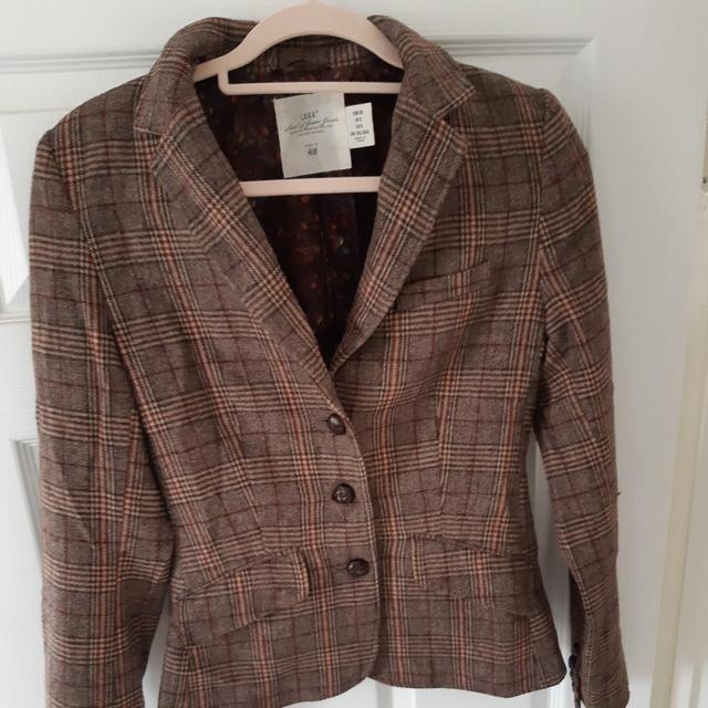 H&M Women's Blazer Jacket - Brown/Grey - UK 10 on Productcaster.