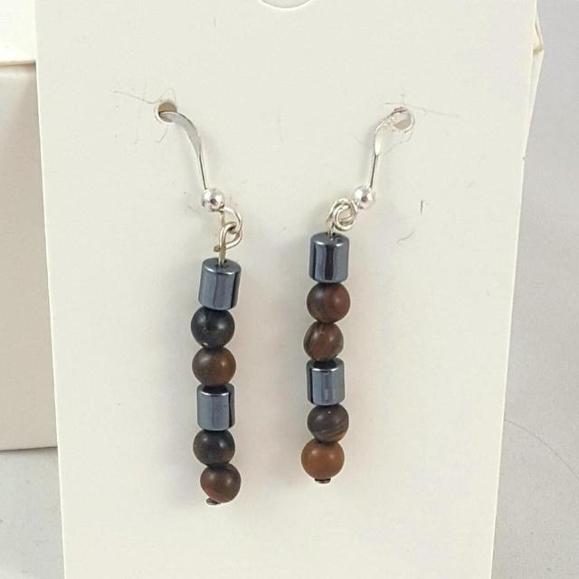 Handmade Women's Earrings - Brown on Productcaster.