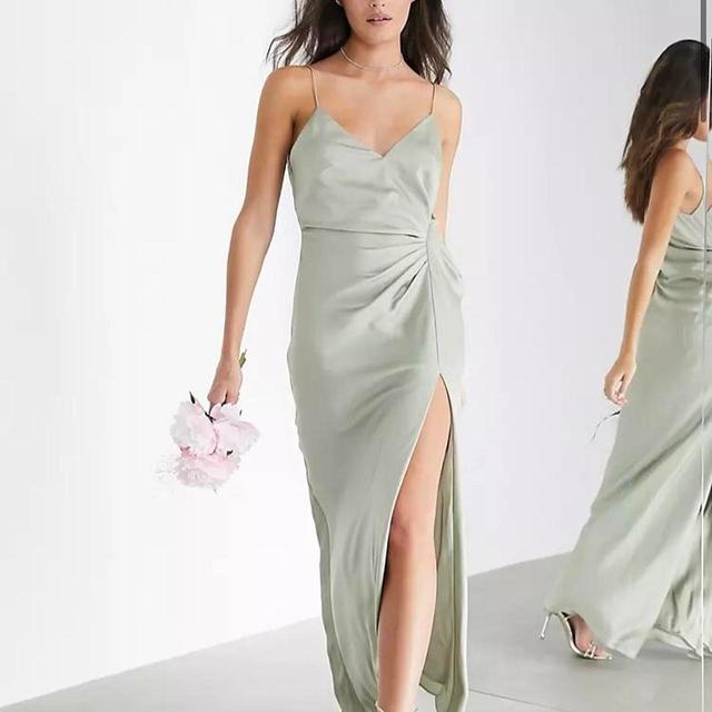 ASOS Women's Slip Dress - Green/Grey - 6 on Productcaster.