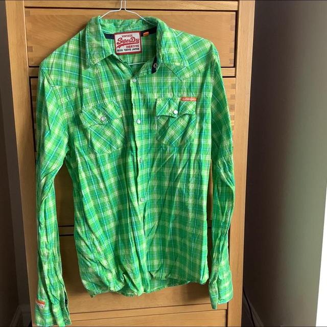 Superdry Men's Shirt - Yellow/Green - S on Productcaster.