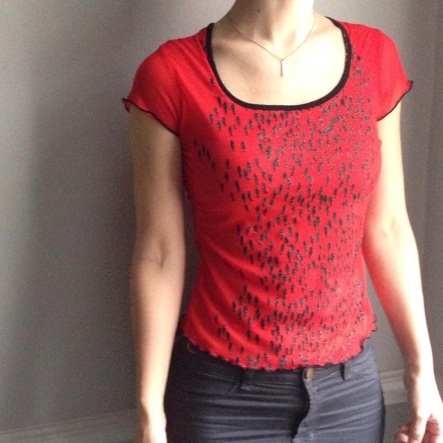 Topshop Women's Top - Red/Black - 8 on Productcaster.