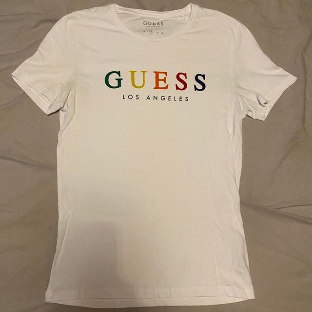 Guess Men's T-shirt - White/Multi - M on Productcaster.