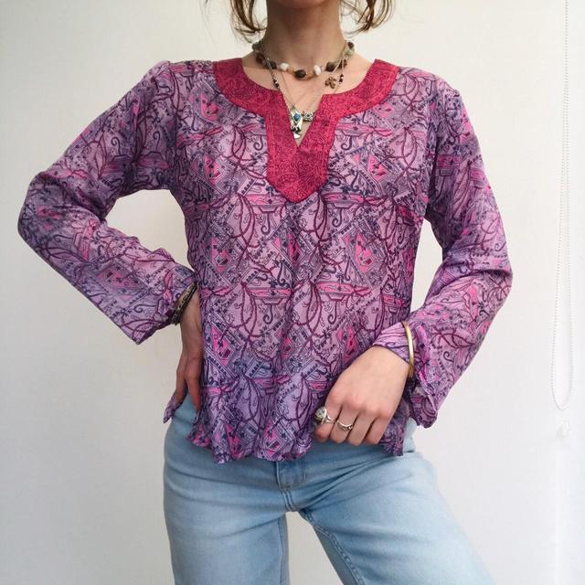 Vintage Women's Blouse - Purple - 10 on Productcaster.