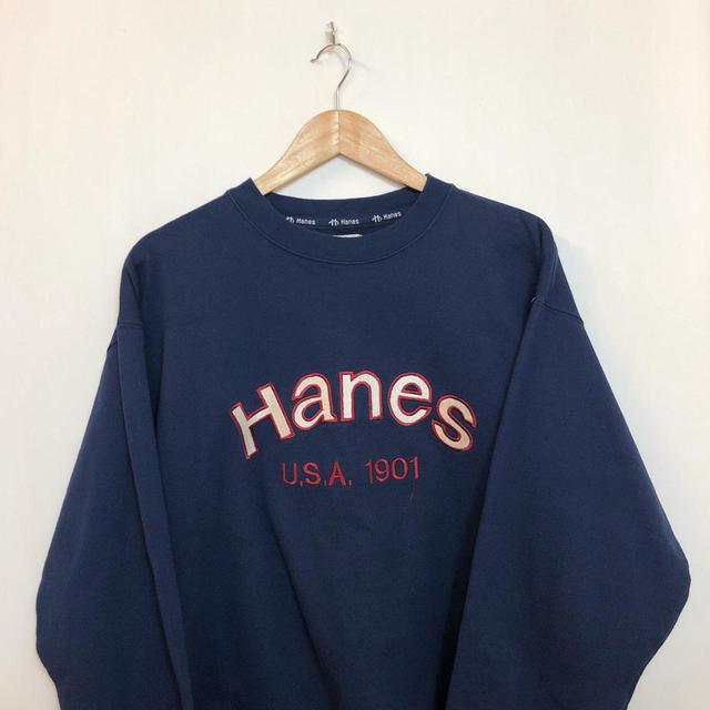 Hanes Men's Sweatshirt - Navy - L on Productcaster.