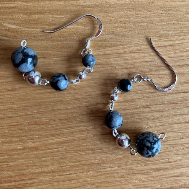 Handmade Women's Earrings - Grey/Silver on Productcaster.