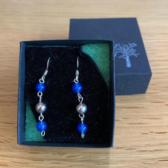 Handmade Women's Earrings - Blue/Silver on Productcaster.