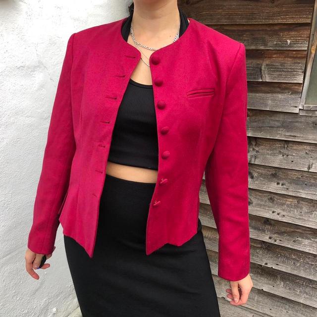 Vintage Women's Work Jacket - Burgundy - UK 10 on Productcaster.