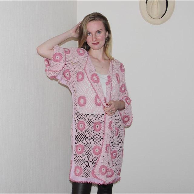 Handmade Women's Cardigan - Pink - L on Productcaster.