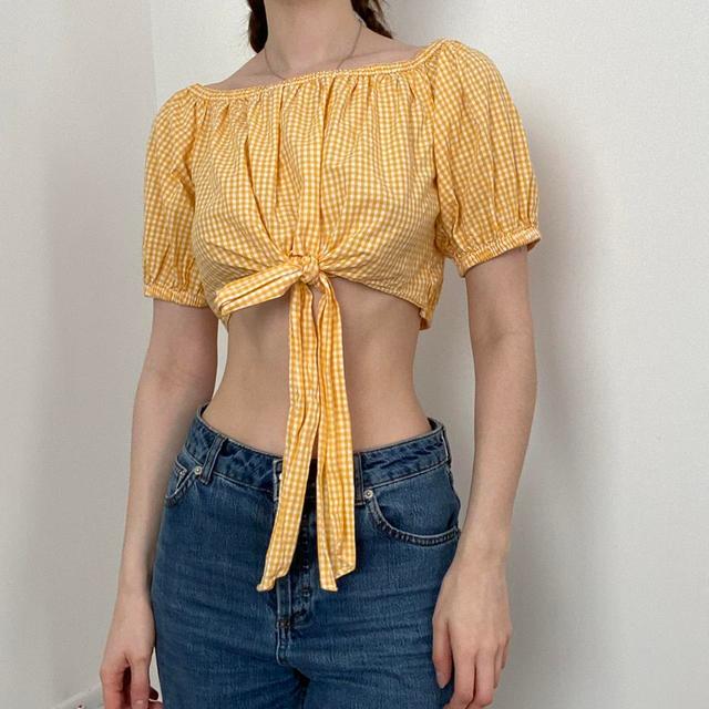 Zara Women's Crop top - Yellow - S on Productcaster.