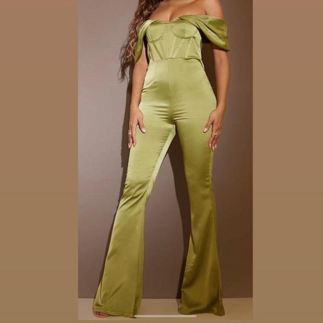 PrettyLittleThing Women's Silk Jumpsuit - Khaki - UK 8 on Productcaster.