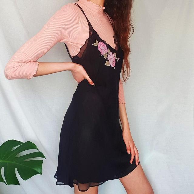 Vintage Women's Slip Dress - Black/Pink - 10 on Productcaster.